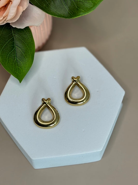 Water drop Earrings - Stainless Steel & 18K Gold Plated - Drop Style - Gold