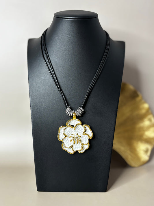 Petunia 18K Gold Plated Flower Cord Necklace