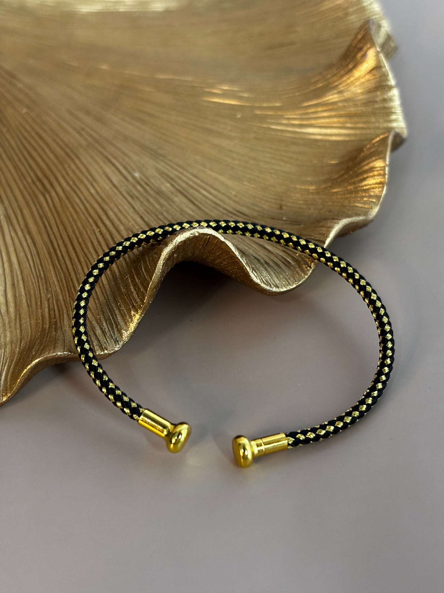 Amara Rope Bracelet - Stainless Steel - Black & Champagne, Black and Gold, Dark Blue, Dark Red, Orange Pink