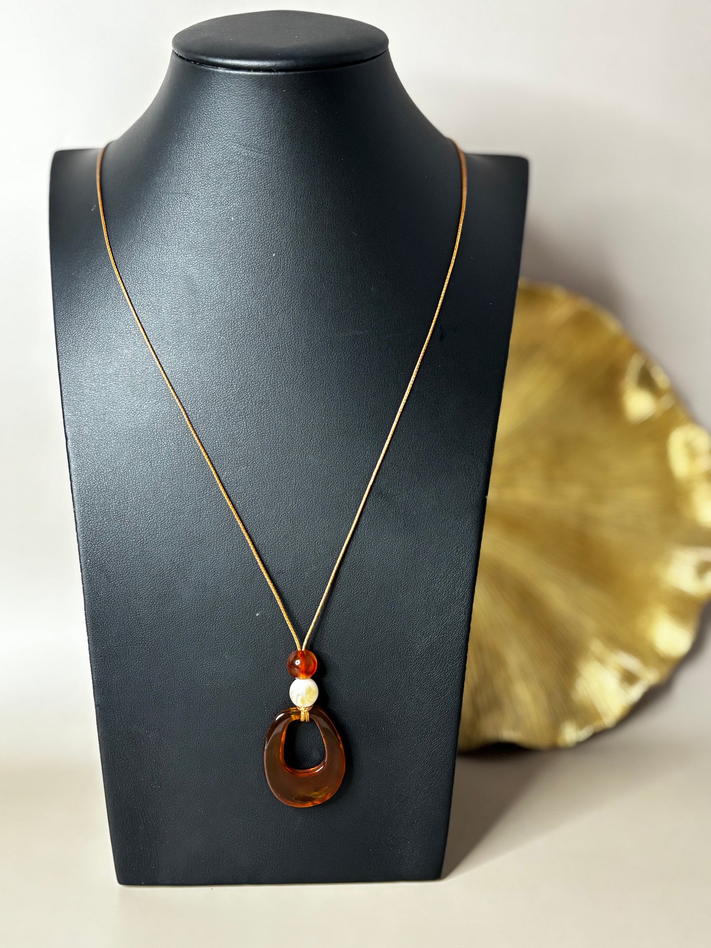 Aura Knot Necklace - Cord Necklace - Black and Brown