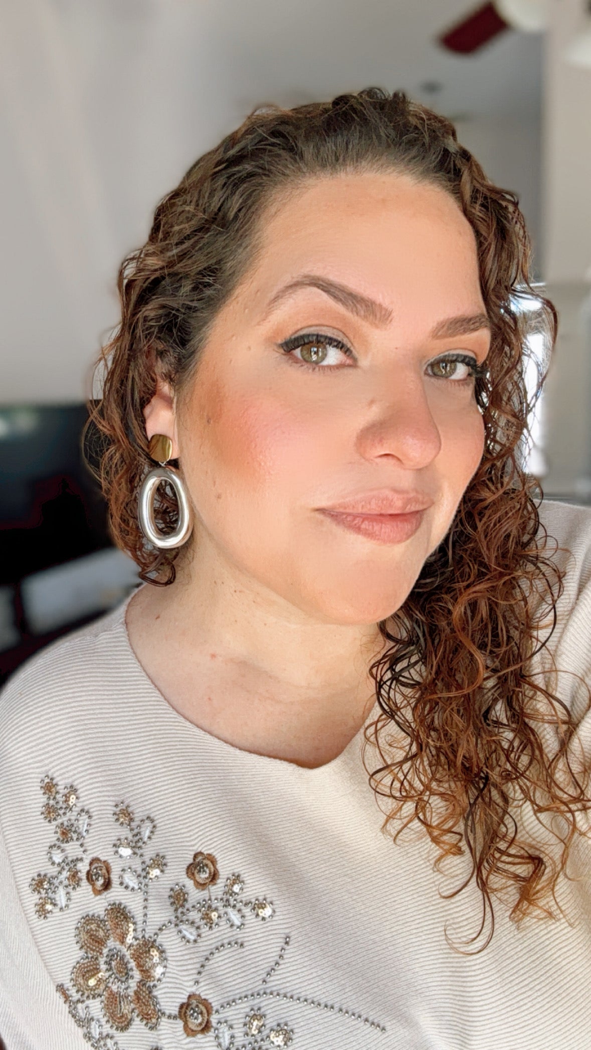 Vintage Oval Earrings - Stainless Steel - Drop Style - Double Tone
