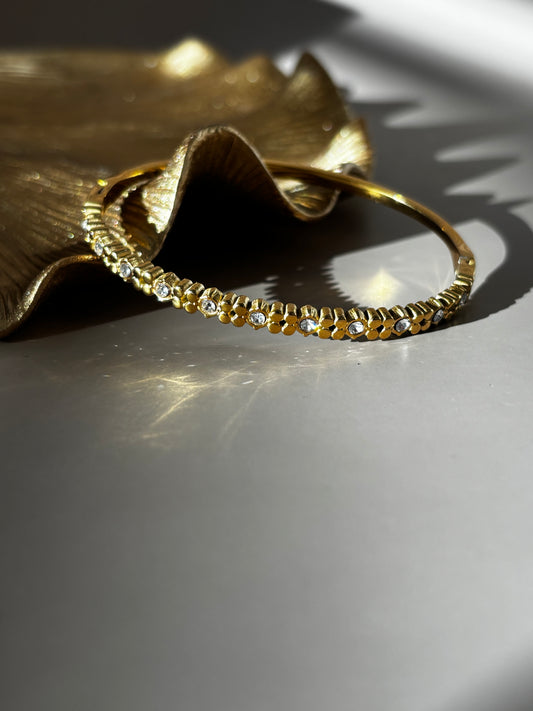 Solé Bangle Bracelet - Stainless Steel and crystal - Gold