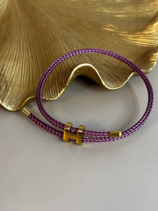 Violet Rope Bracelet - Adjustable - Stainless Steel