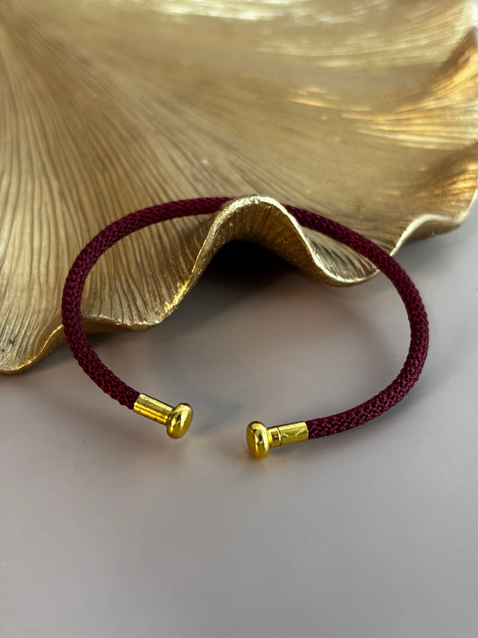 Amara Rope Bracelet - Stainless Steel - Black & Champagne, Black and Gold, Dark Blue, Dark Red, Orange Pink