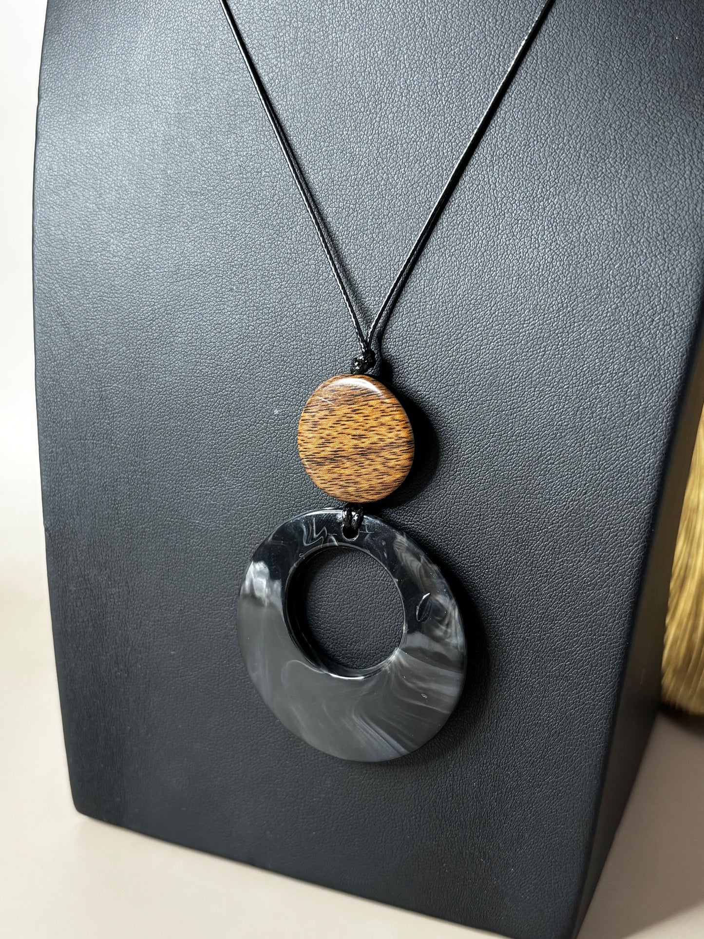 Aura Knot Necklace - Cord Necklace - Black and Brown