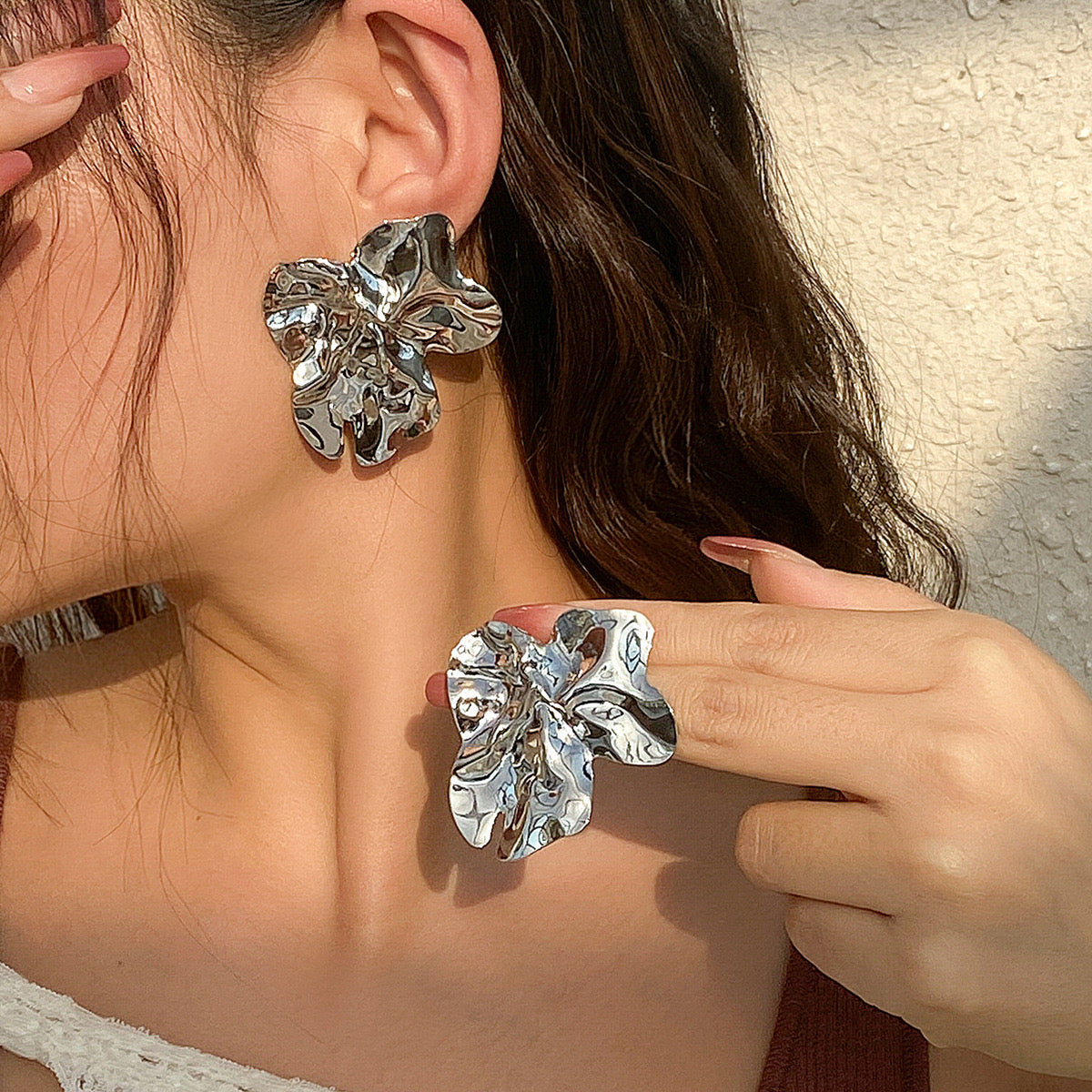 Orchid Earrings - Metal Steel - Silver