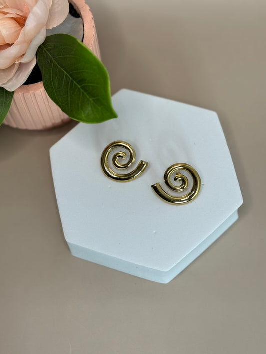 Sandy Swirl - Titanium Steel & 18K Gold Plated - Swirl and drop Style - Gold