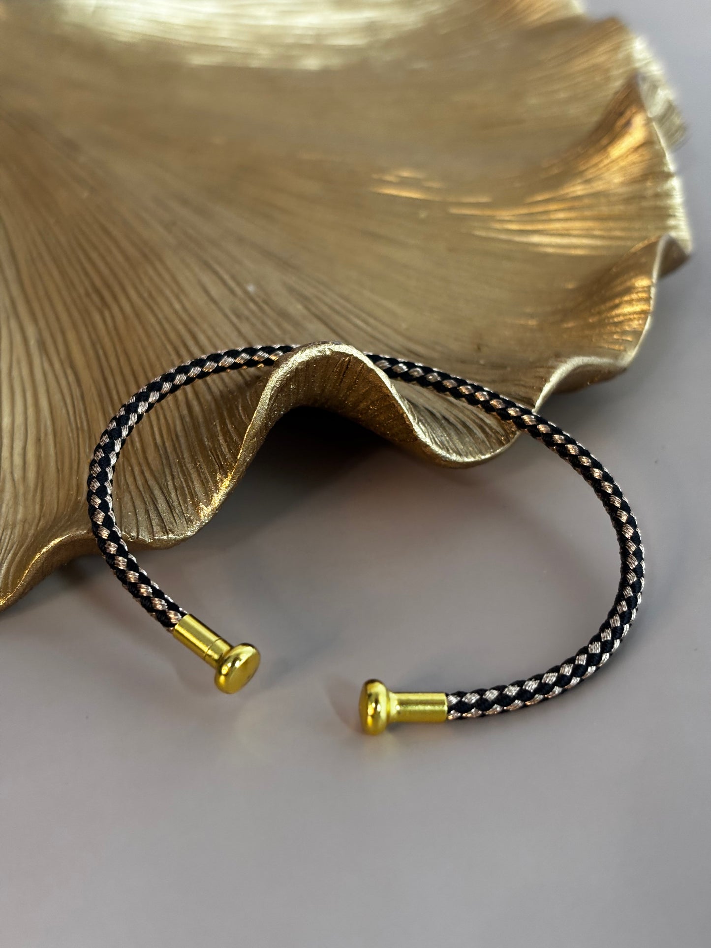 Amara Rope Bracelet - Stainless Steel - Black & Champagne, Black and Gold, Dark Blue, Dark Red, Orange Pink