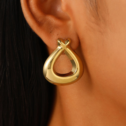 Water drop Earrings - Stainless Steel & 18K Gold Plated - Drop Style - Gold