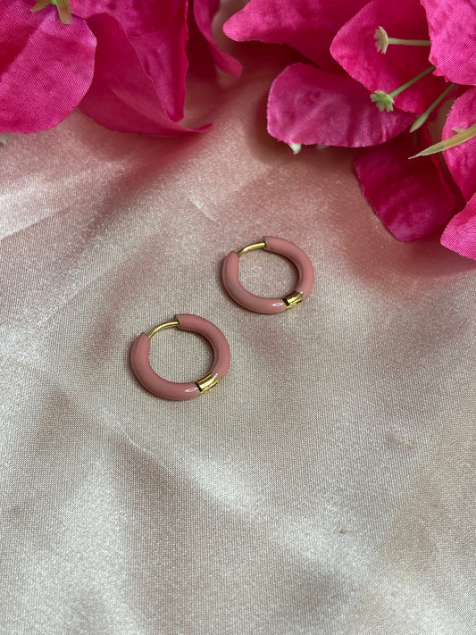 Brazil Earrings - Round - Small - Stainless Steel - Orange or Pink