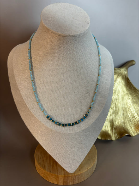Flynn Necklace - Light Blue Beaded - Necklace