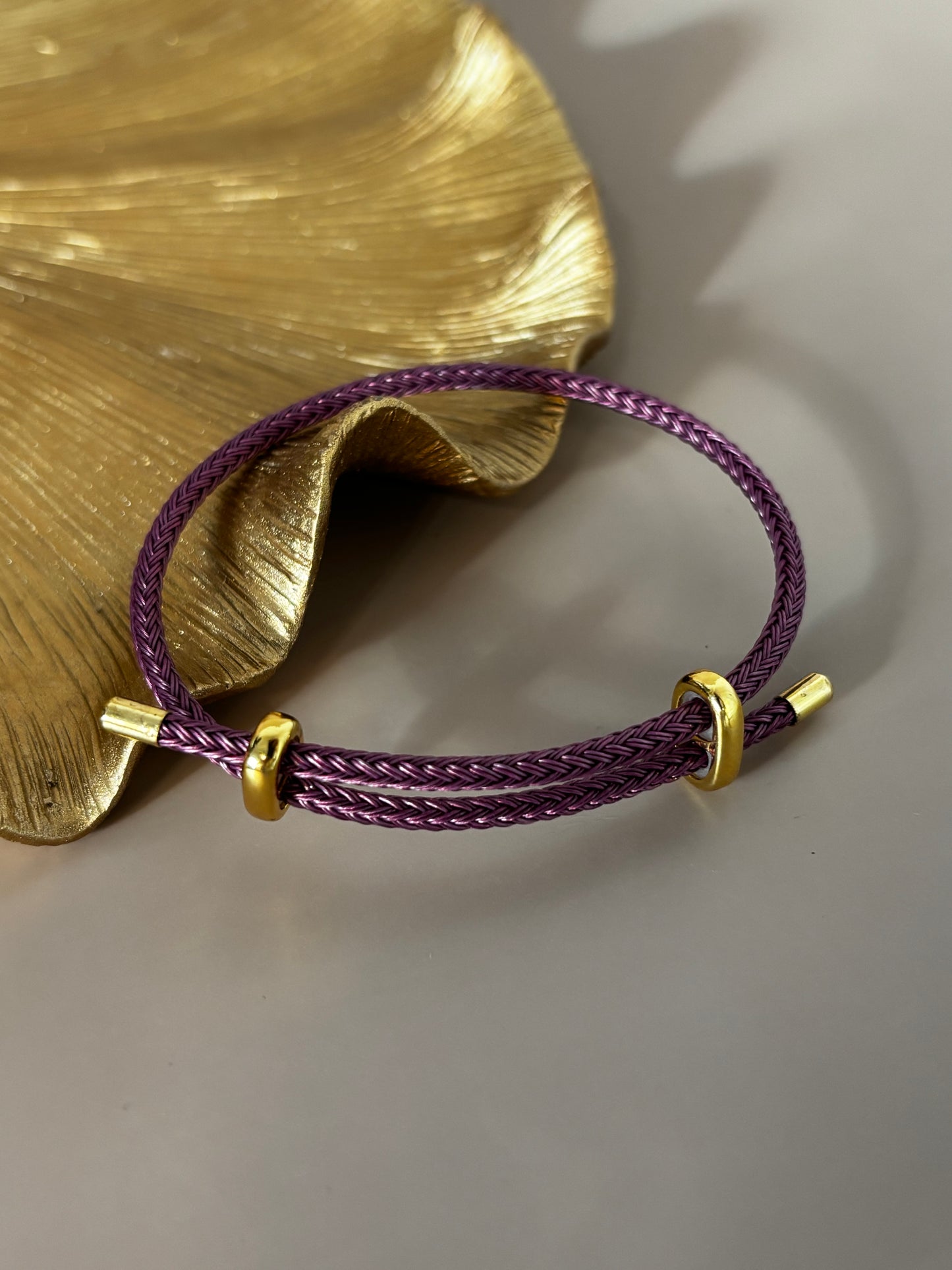 Wire Rope Bracelet - Stainless Steel - Orange, Orange Brown, Red, Pink, Purple, Yellow Brown, Yellow Green