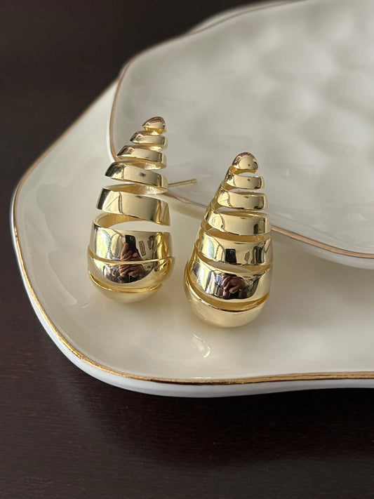 Golden Symmetry Earrings - Titanium Steel - Drop Style - Gold