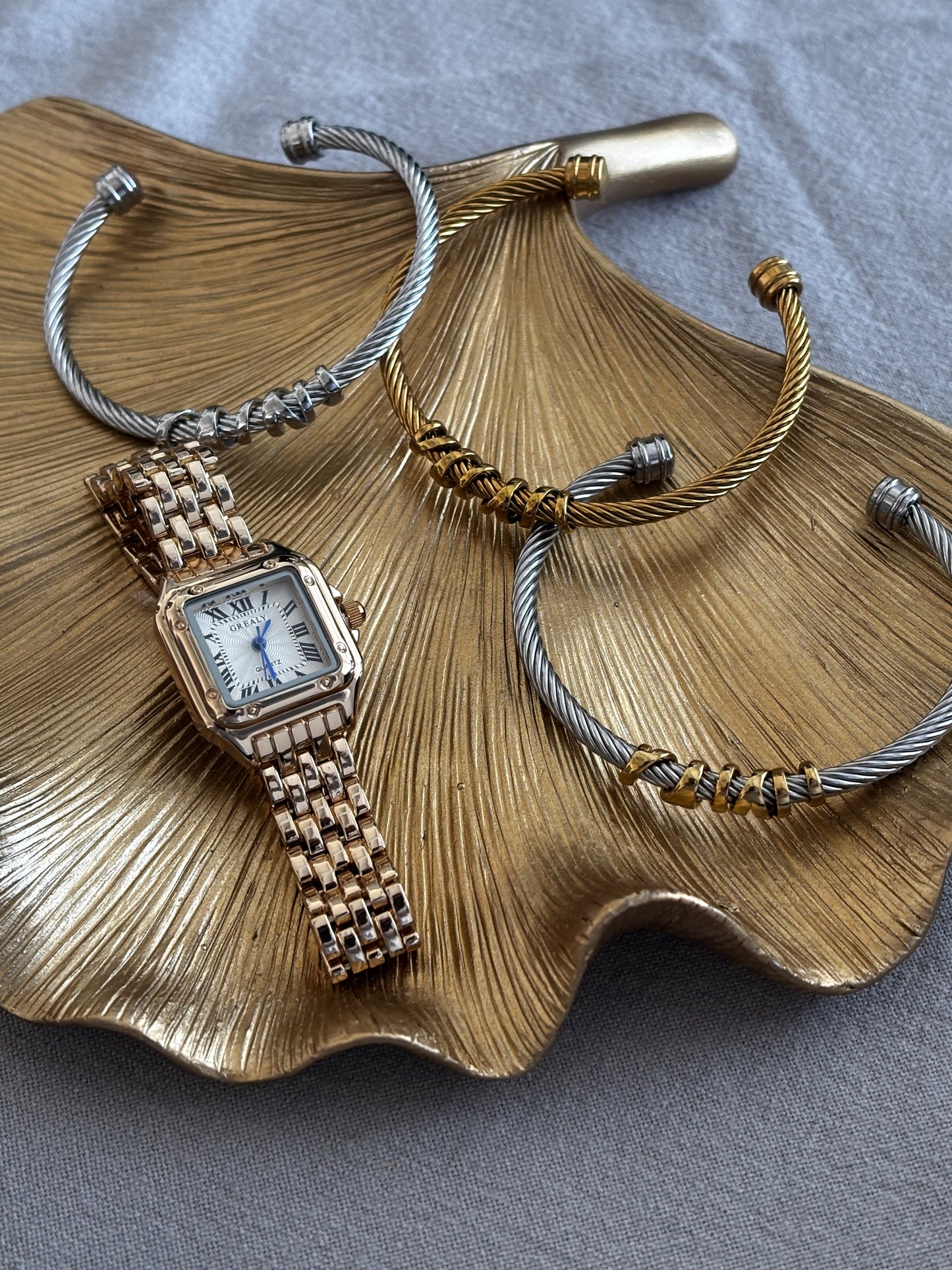 2 Hemp Bracelets + Gold Grace Watch Bundle