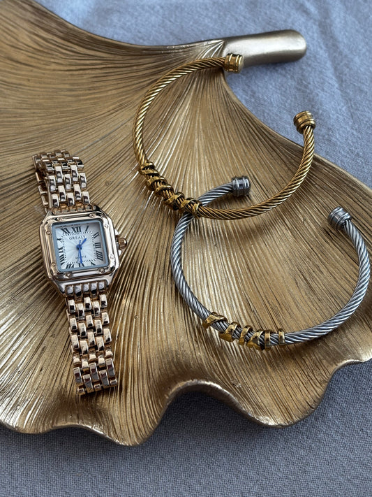 2 Hemp Bracelets + Gold Grace Watch Bundle