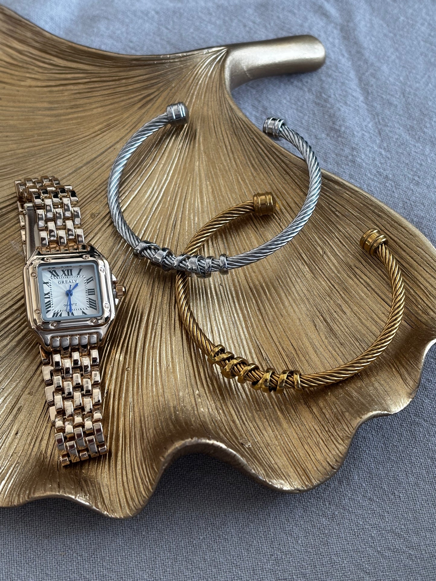 2 Hemp Bracelets + Gold Grace Watch Bundle