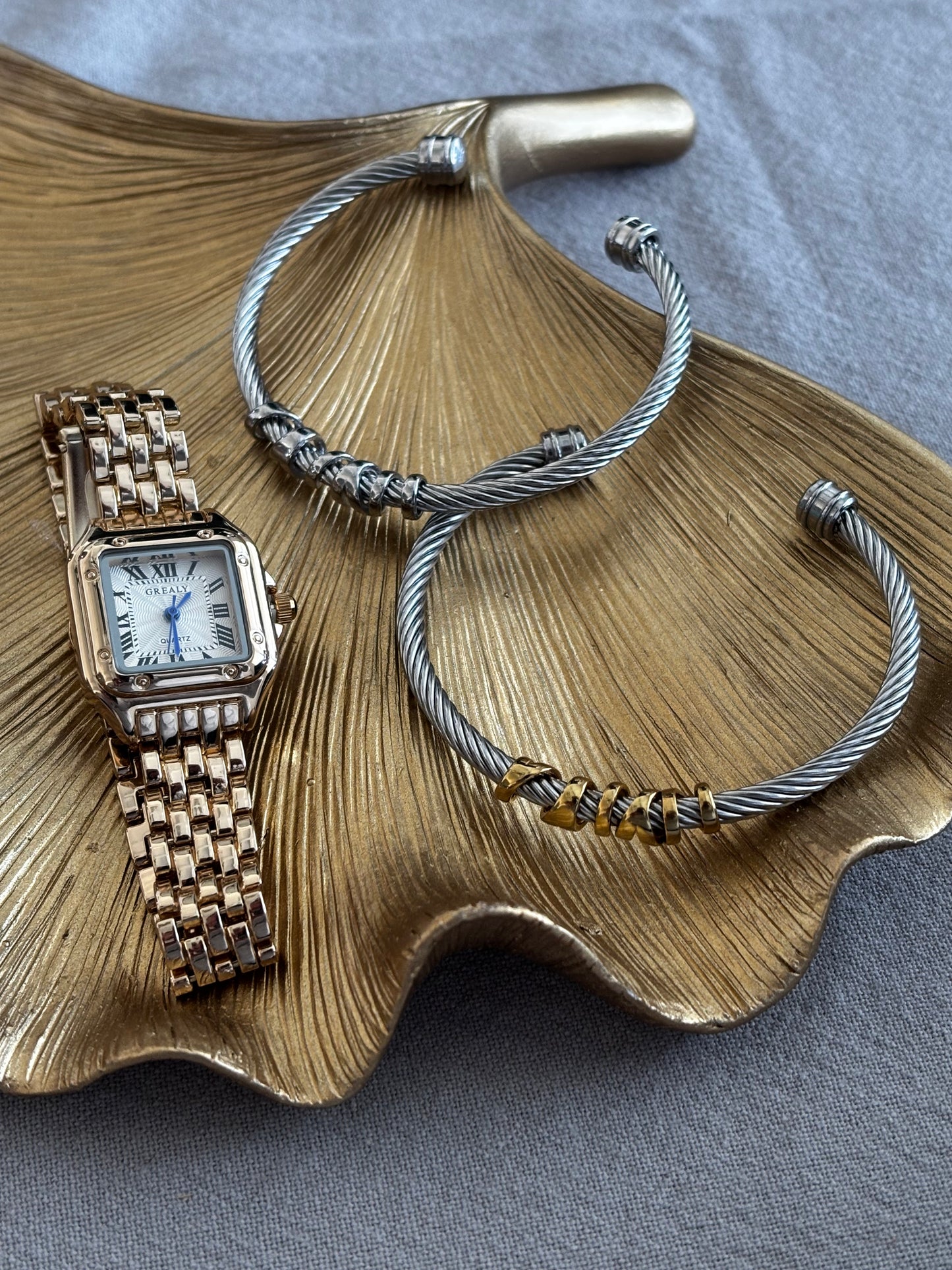 2 Hemp Bracelets + Gold Grace Watch Bundle
