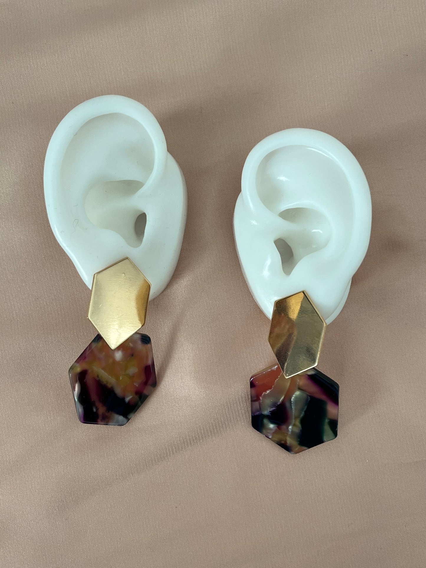 Patty Earrings - Alloy & Acrylic - Purple Tones - Drop Style