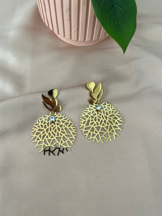 Branched Star Earrings - Stainless Steel - Drop Style - Gold