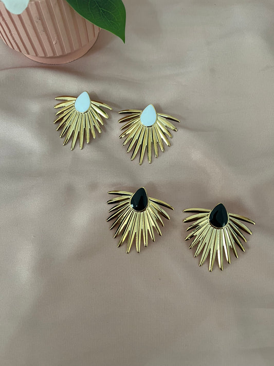 North Star Earrings | Stud Style | Stainless Steel | Gold & White or Gold & Black
