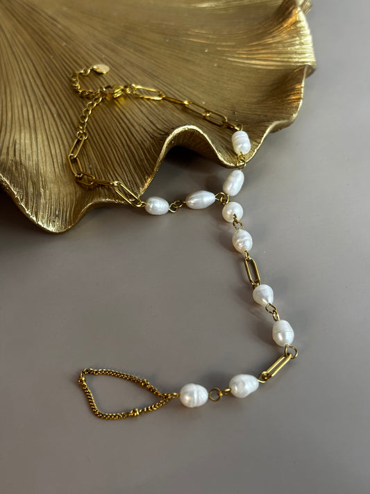 Infinity Touch - Gold and Pearl bead- Ring/Bracelet