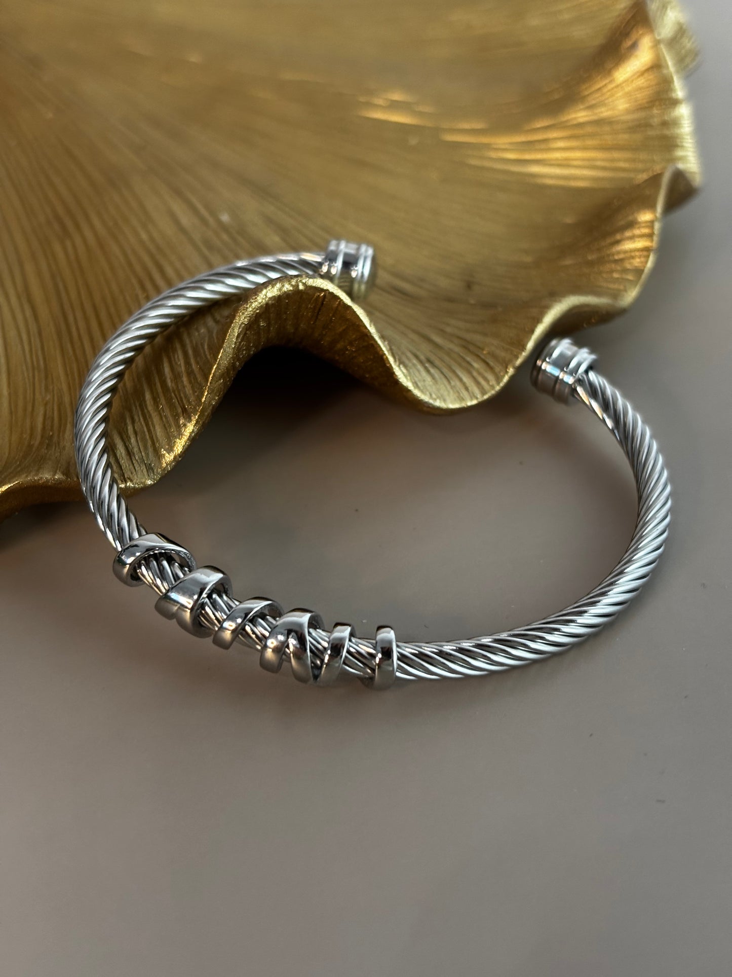 Hemp Rope Bracelet - Adjustable - Stainless Steel - Gold, Silver and Silver & Gold