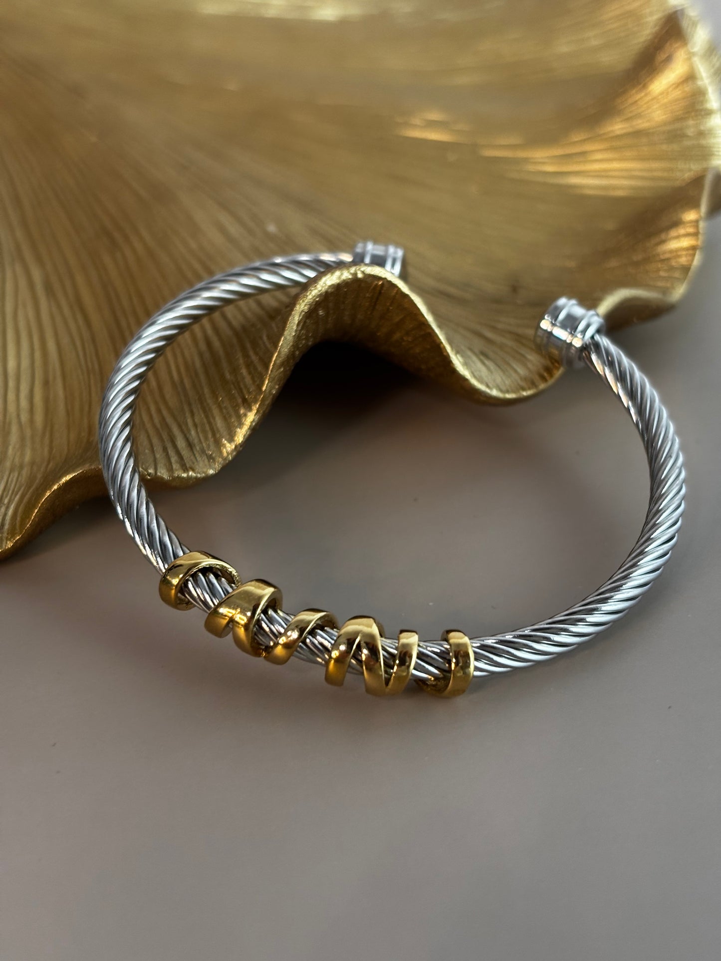Hemp Rope Bracelet - Adjustable - Stainless Steel - Gold, Silver and Silver & Gold