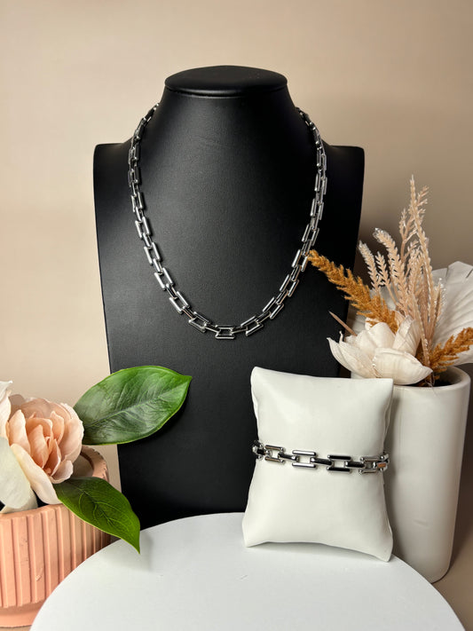 Executive Precision Set - Links - Necklace and bracelet set - Gold and Silver
