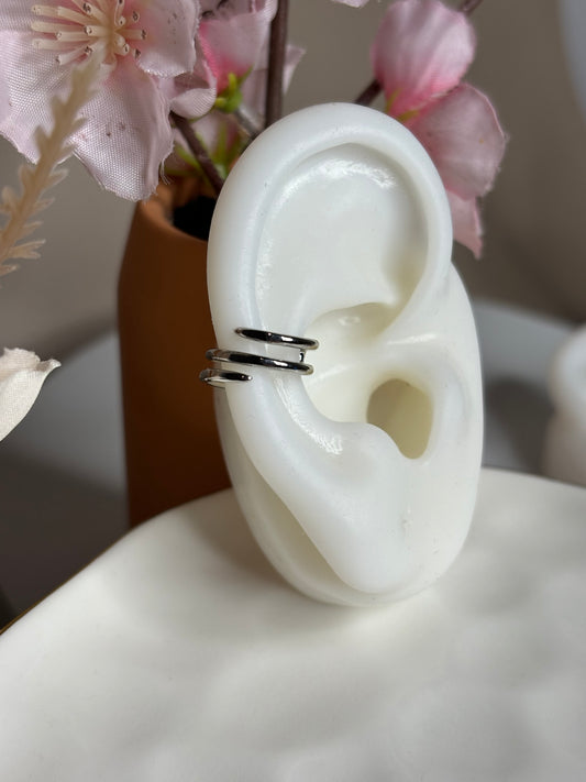 Classy Ear Cuff - 3 lines - Silver - 1 piece