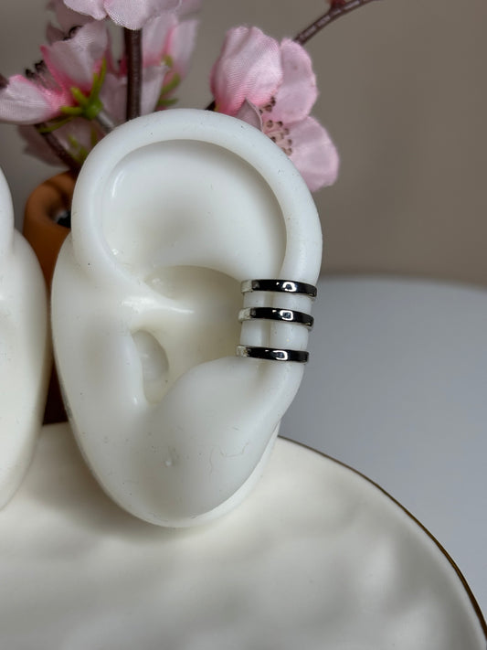 Triple Trouble Ear Cuff - 3 lines - Silver - 1 Piece