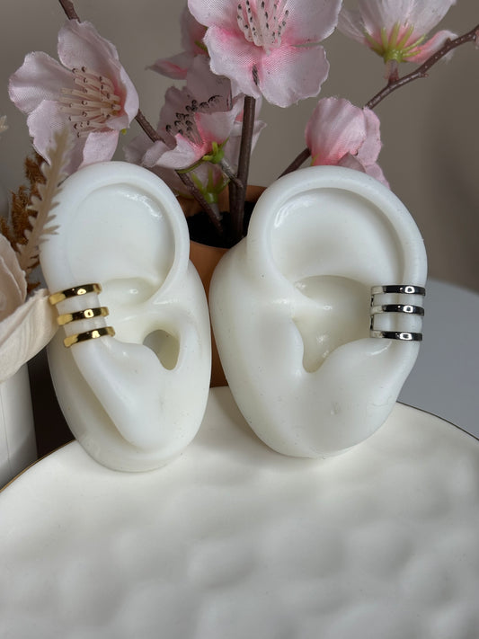 Triple Trouble Ear Cuff - 3 lines - Silver - 1 Piece