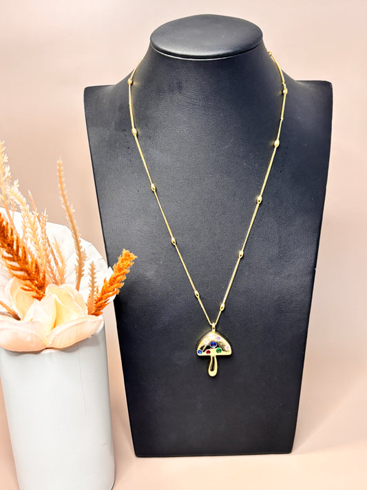 Golden Mushroom Necklace