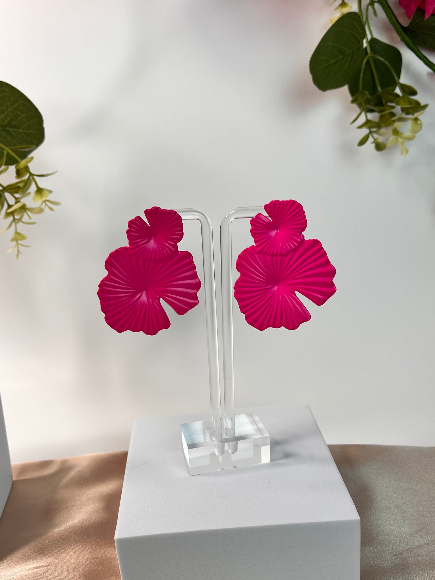 Amapola Earrings - Alloy - Flower design - Light weight - Rose Gold or Red