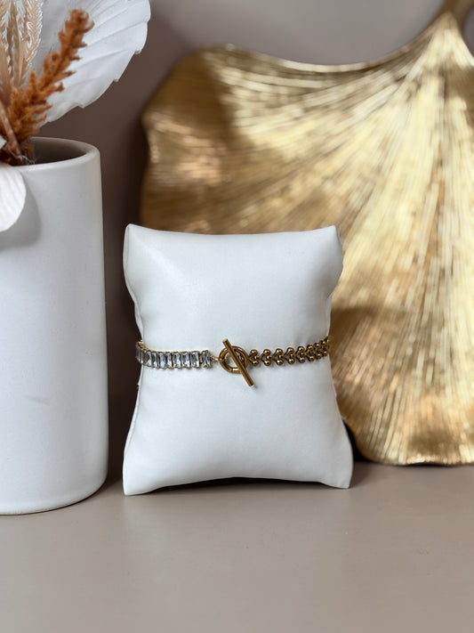 Mi Reina Bracelet - Gold - Rhinestone - Stainless Steel and 16K Gold plated