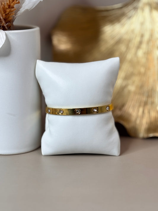 Shine On Bracelet - Gold - Rhinestone - Titanium Steel bangle