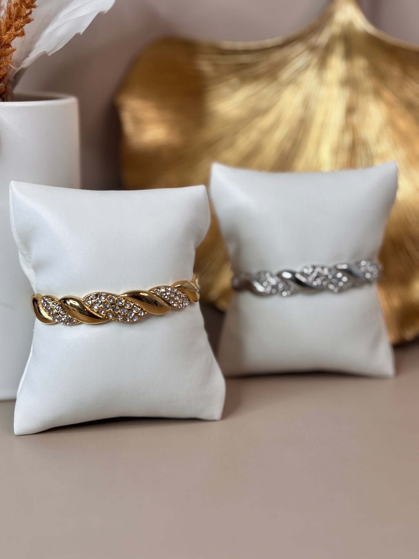She Shine Bracelet - Gold and Silver - Titanium Steel - Rhinestones