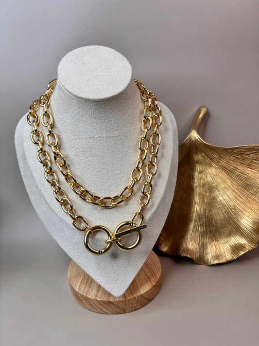 Karolina Necklace - Chuncky link Necklaces - Layered Necklaces - Gold