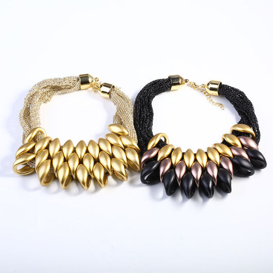Jeannette Fine Cloth & Acrylic Chain Necklace