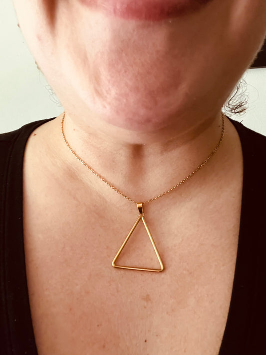 Lustrous Geometry Set - Triangle - Set includes Earrings and Necklace - Gold