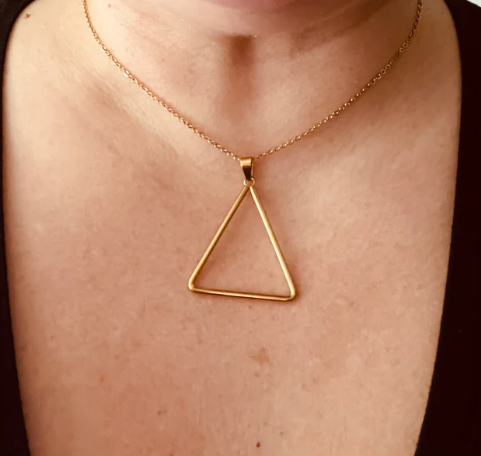 Lustrous Geometry Set - Triangle - Set includes Earrings and Necklace - Gold